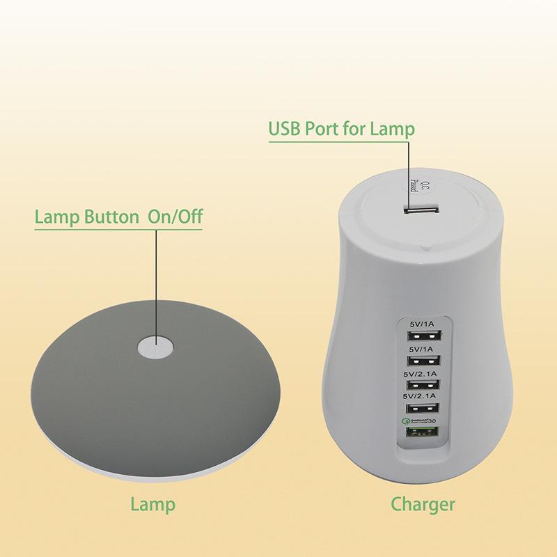 multi-port USB charger with Mushroom light 4