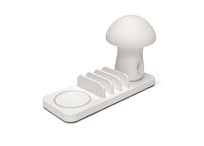 Wireless and multi-port USB charger with Mushroom light 4
