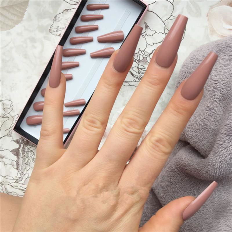 Box Packing Extra Long Coffin Glossy Press On Nails False Ballerina False Nails