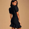 Summer Women Bandage Party Dress Sexy O Neck Puff Sleeve Ruffled 2