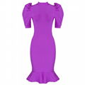 Summer Women Bandage Party Dress Sexy O Neck Puff Sleeve Ruffled 5