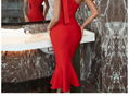 Evening Summer Elegant Red Bow Women's Trumpet Bandage Dress Sexy One Shoulder 5