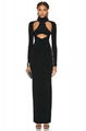 Sexy Hollow Out Long Sleeve Slim Maxi Dress Women Eelgant Turtleneck Backless 1