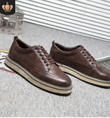 New Spring Men's Shoes Trendy Leather Shoes Men's Thick Bottom Shoes