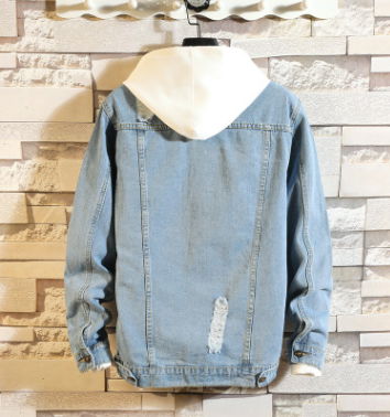 Spring and Autumn New Men's Pierced Denim Coat Men's Autumn Jacket 4