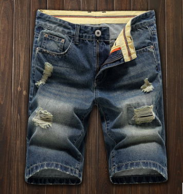 Summer Jeans Shorts Men's Holes and Nostalgia Trousers Classic Men's Trousers