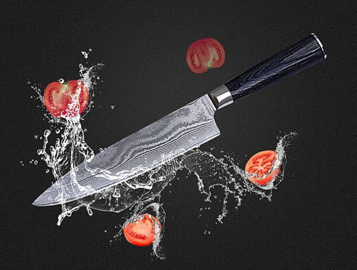 Damascus chef knife with pakkawood handle