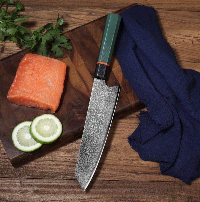 New Design Damascus chef knife with G10 handle 4