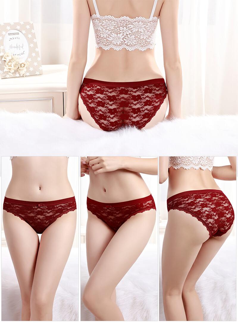 Front Lace Transparent Sexy Ladys Underwear Womens Panties 2