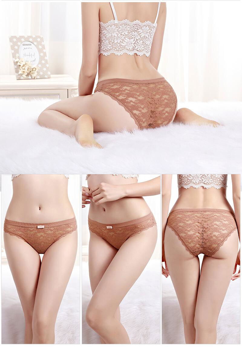 Front Lace Transparent Sexy Ladys Underwear Womens Panties 3