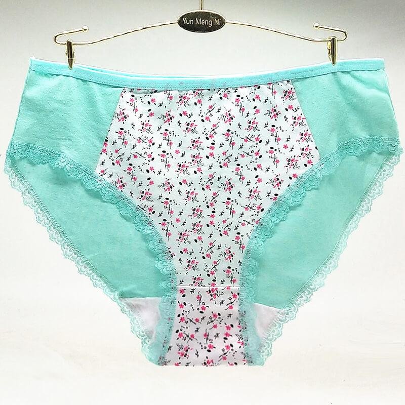 Yun Meng Ni New Design Women Plus Size Cotton Panties Ladies Flowers Printing Pa 3