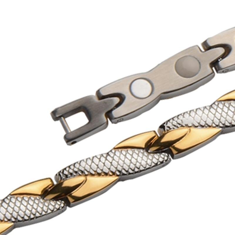 Stainless Steel Gold Plating Negative Ion Balance Bio Magnet Bracelet Chain 3