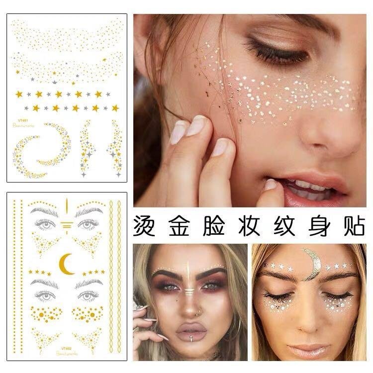 customized temporary water transfer gold silver flash tattoo sticker  4