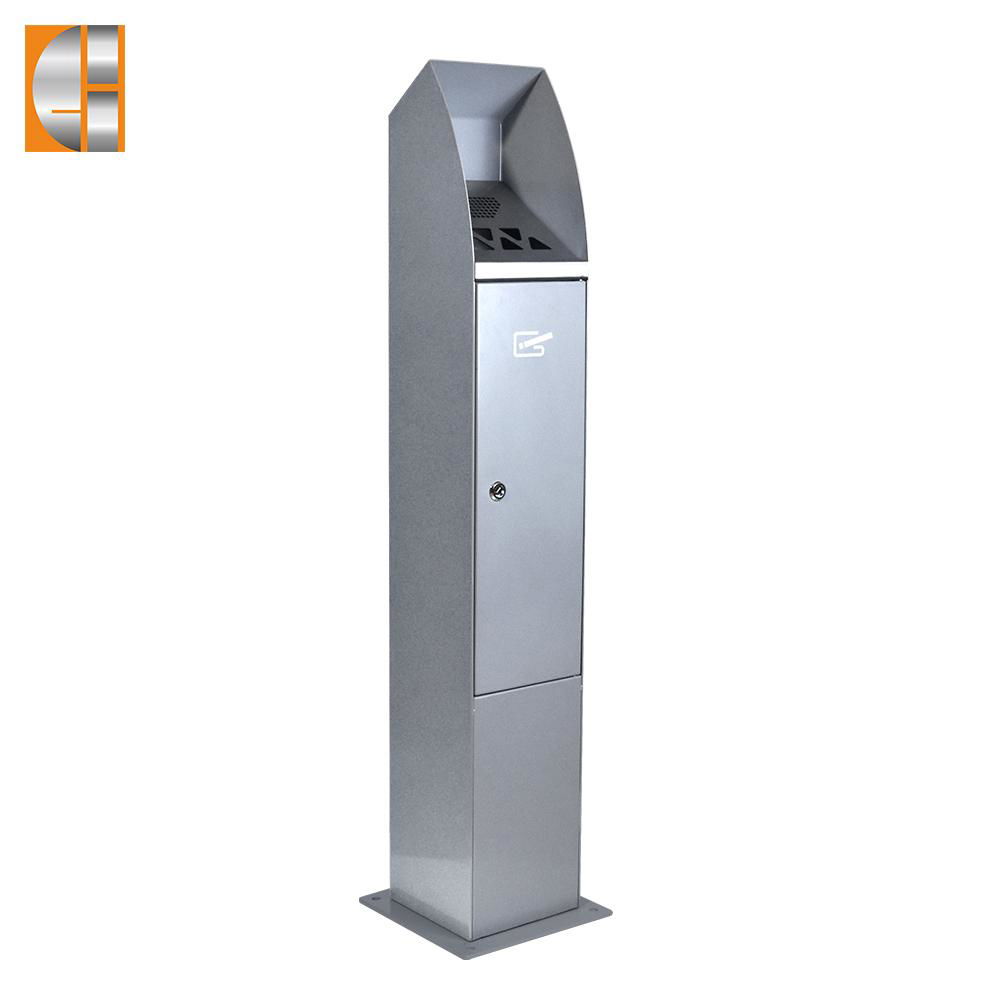 Silver color free standing  cigarette bin