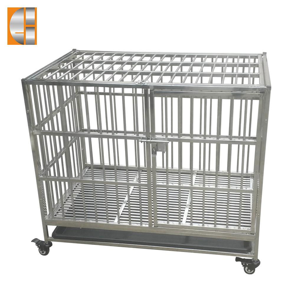 Stainless steel material pet  dog cage with plastic tray