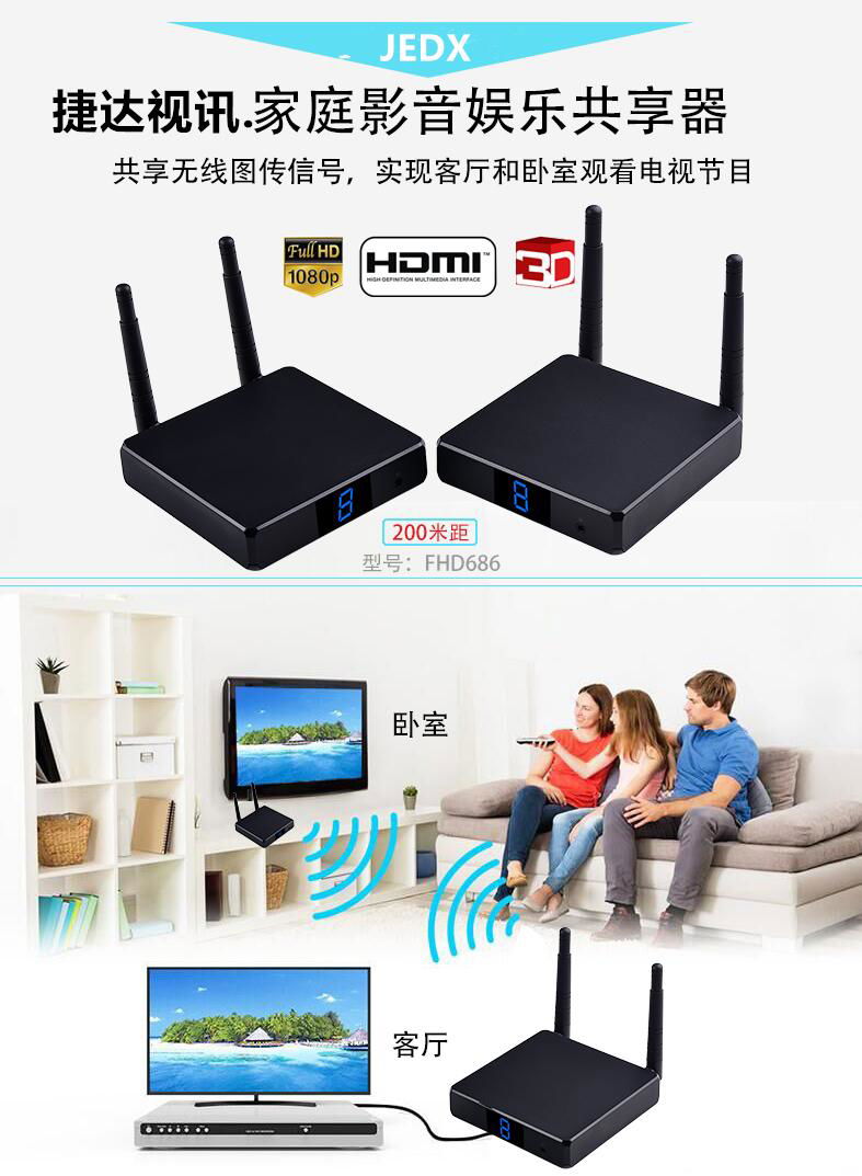 NEW 200M Wireless HDMI Extender Factory OEM 3