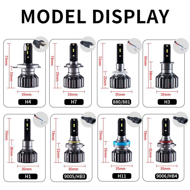  High Lumens 6000LM N2 H1 H3 H4 H7 360° Adjust Mini Size Auto Car Headlight Bulb 5