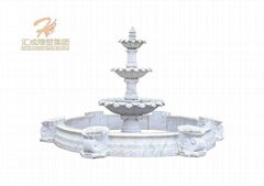 Outdoor Large White Stone Carving Marble 3 Tiers Waterfall