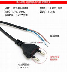 供應歐規VDE認証電源線插頭