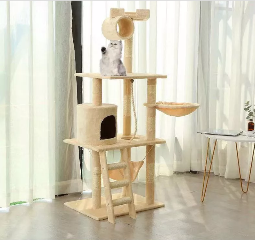 Multilayer Luxury Large Scratching Wood Cat Condo Cat Tree  4