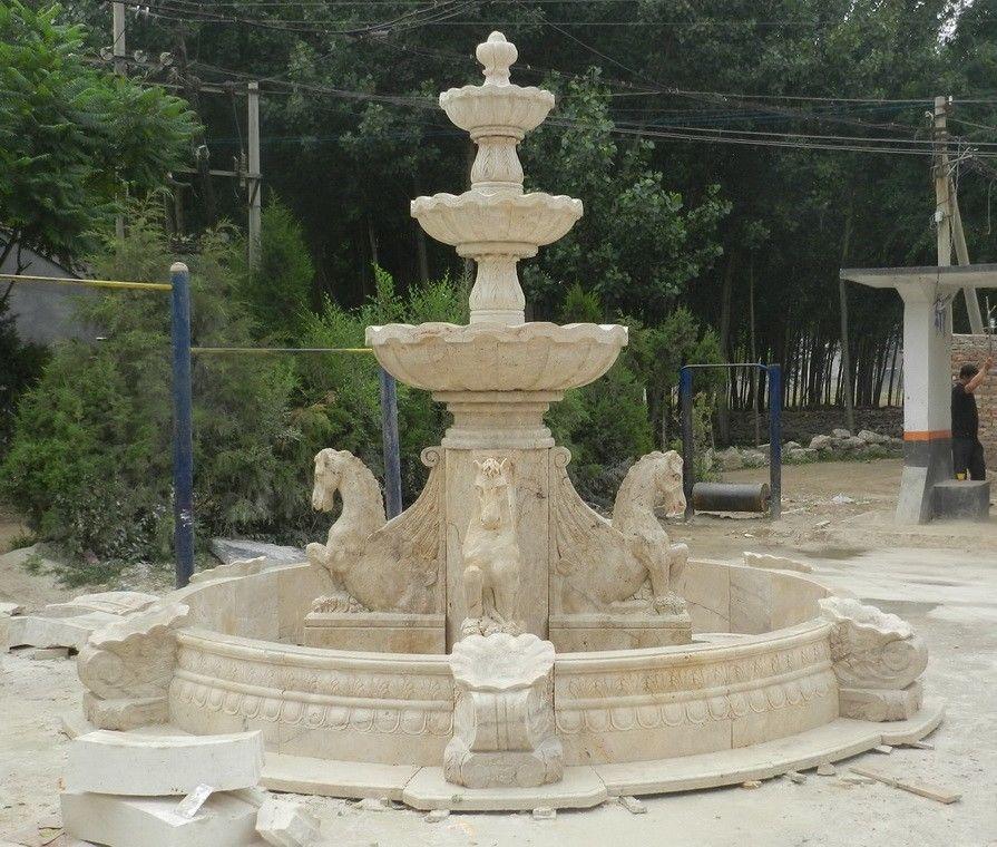 Hot Sale Outdoor Natural Stone Marble Water Fountain Price Statue 2