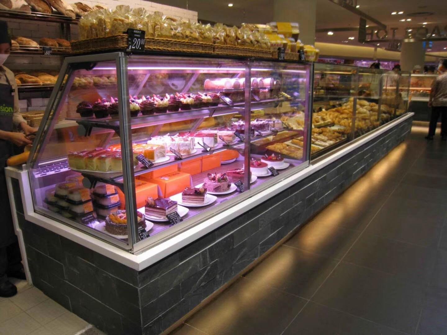 Supermarket Showcase Refrigerator Cake Glass Freezer Display Cabinet