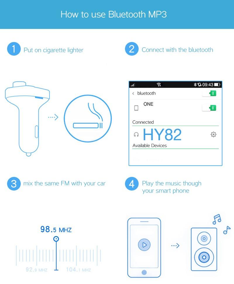 FM Transmitter Radio Adapter Car Kit With USB Car Charger 2