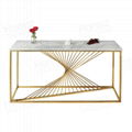 Gold metal frame console white marble