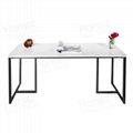 Rectangular white marble table top black metal frame 1