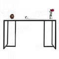 Rectangular white marble table top black metal frame 4