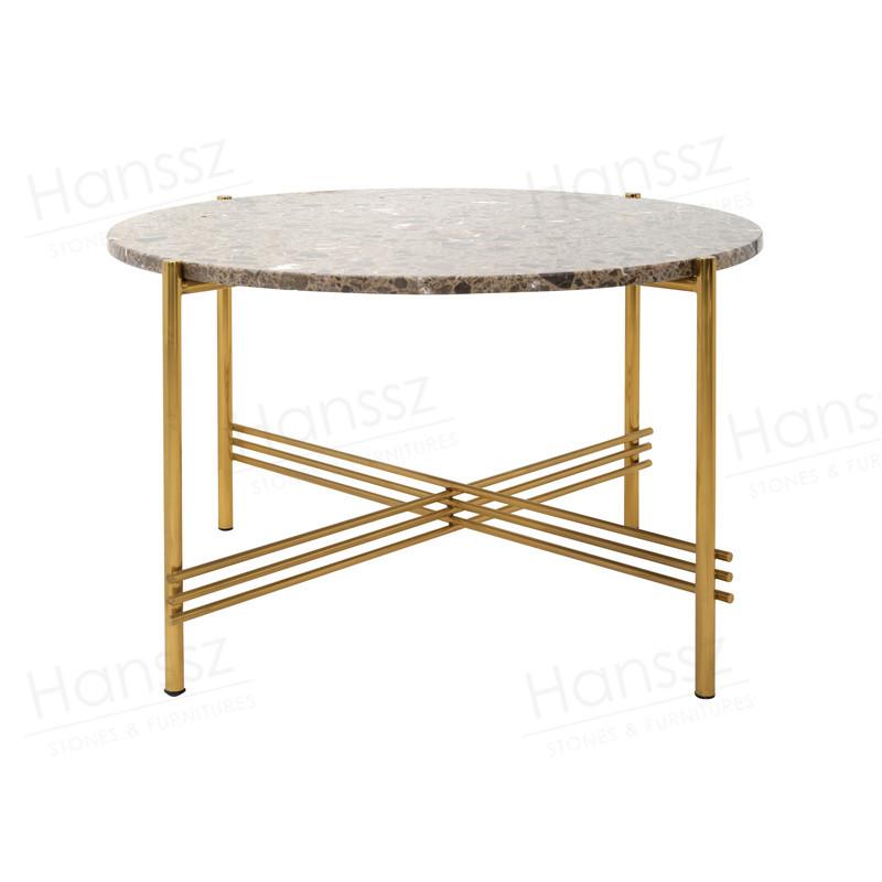 Custom golden metal artificial marble coffee table 2