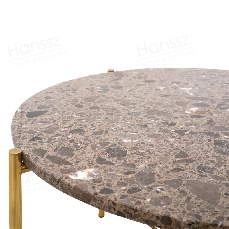 Custom golden metal artificial marble coffee table 3