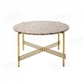 Custom golden metal artificial marble coffee table 4