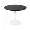 Black marble table top white metal pedestal dining table 1