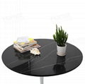 Black marble table top white metal pedestal dining table 3