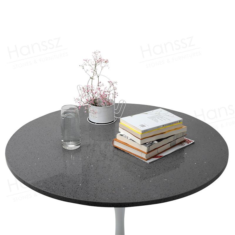 Dining table black grey quartz table top DT028C Hanssz (China Manufacturer) Countertop