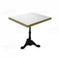 Square white marble dining top cast iron legs table 4