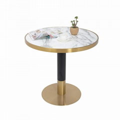 Luxury metal frame white marble round table top 