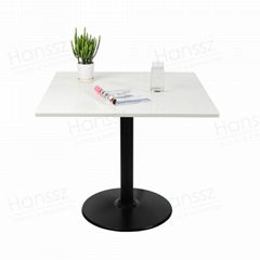 Black metal base jade white quartz table top