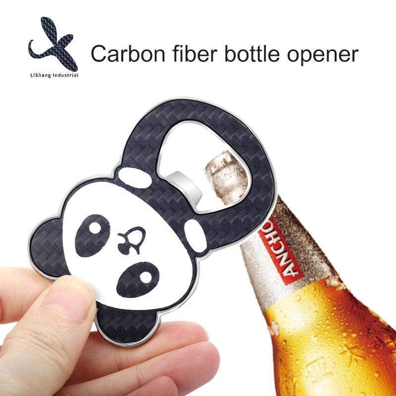 3k Carbon Fiber Panda Bottle Opener Functional Key chains LS001 LS