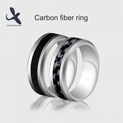 Real Carbon Fiber Inlay Ring Tungsten Carbon Fiber Wedding Ring Size #678910