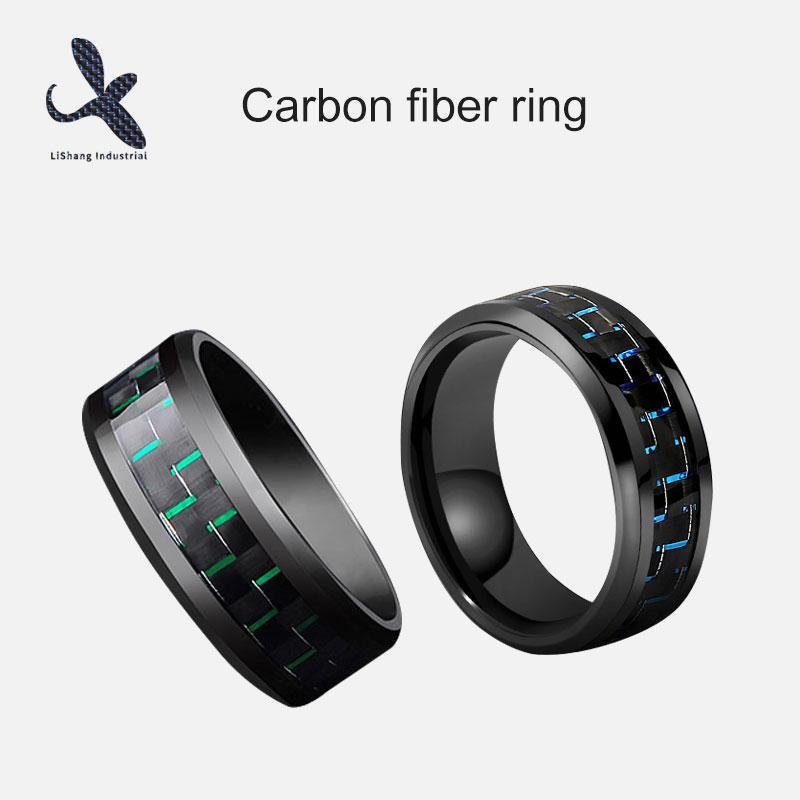 Real Carbon Fiber Inlay Ring Tungsten Carbon Fiber Wedding Ring Size #678910 3