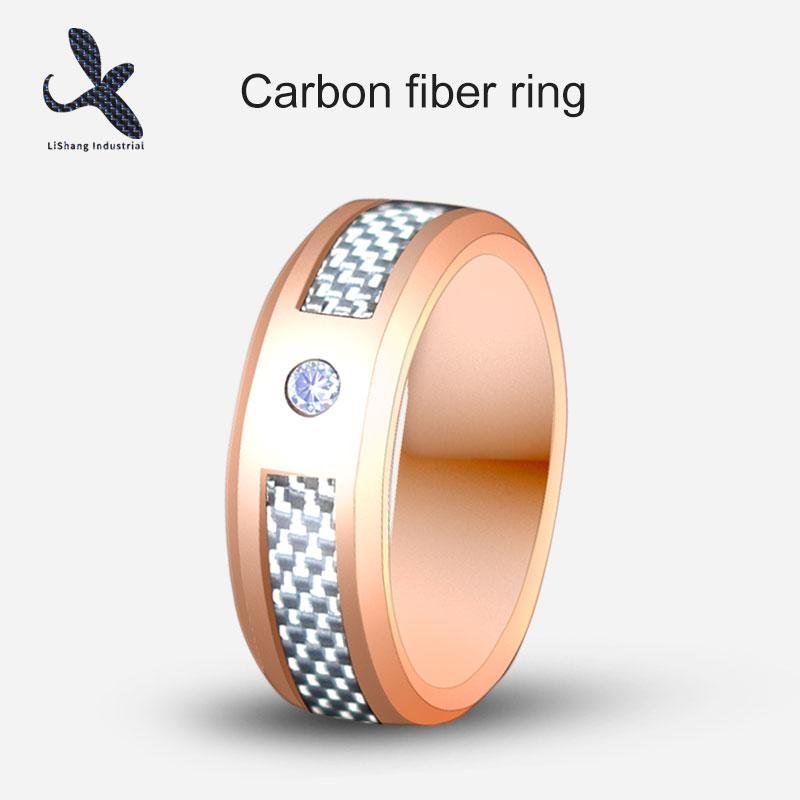 Real Carbon Fiber Inlay Ring Tungsten Carbon Fiber Wedding Ring Size #678910 5