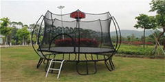 Outdoor Trampoline 15' for Kids with Basketball Hoop  Backboard Enclosure Net J