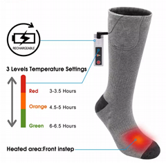 Mens custom cotton crew electric battery heated snowboard socks for Ski