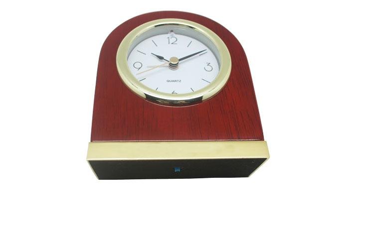 Small wooden alarm clock desk clock illuminated
