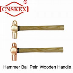 Explosion-proof safety non-spark wood handle hammer with round head