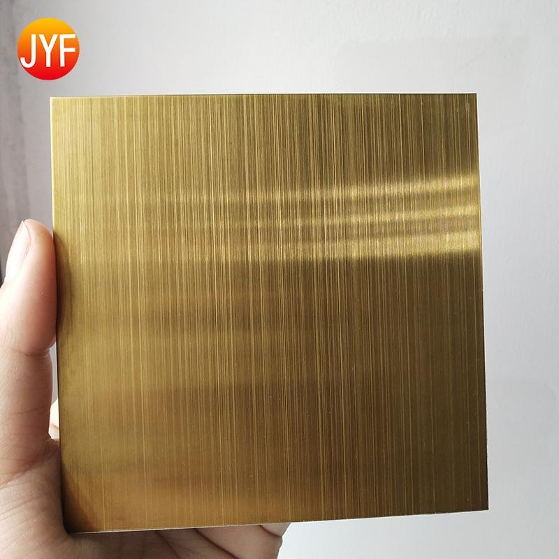Titanium gold 8K Mirror hairline polished stainless steel sheet 2