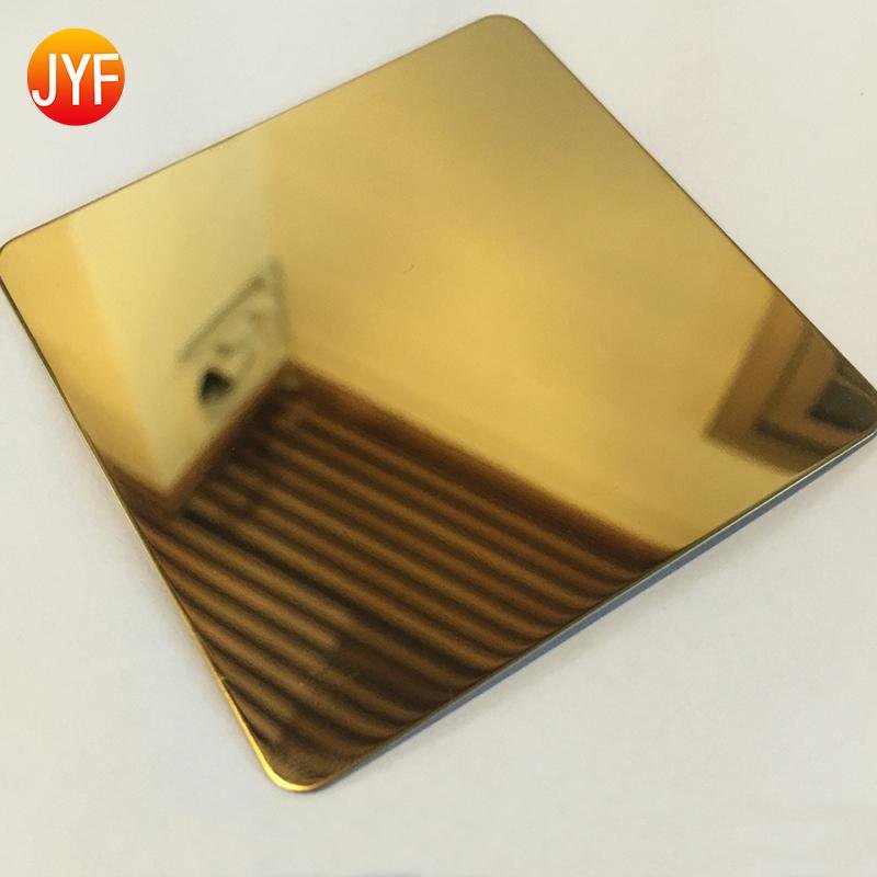 Titanium gold 8K Mirror hairline polished stainless steel sheet 4