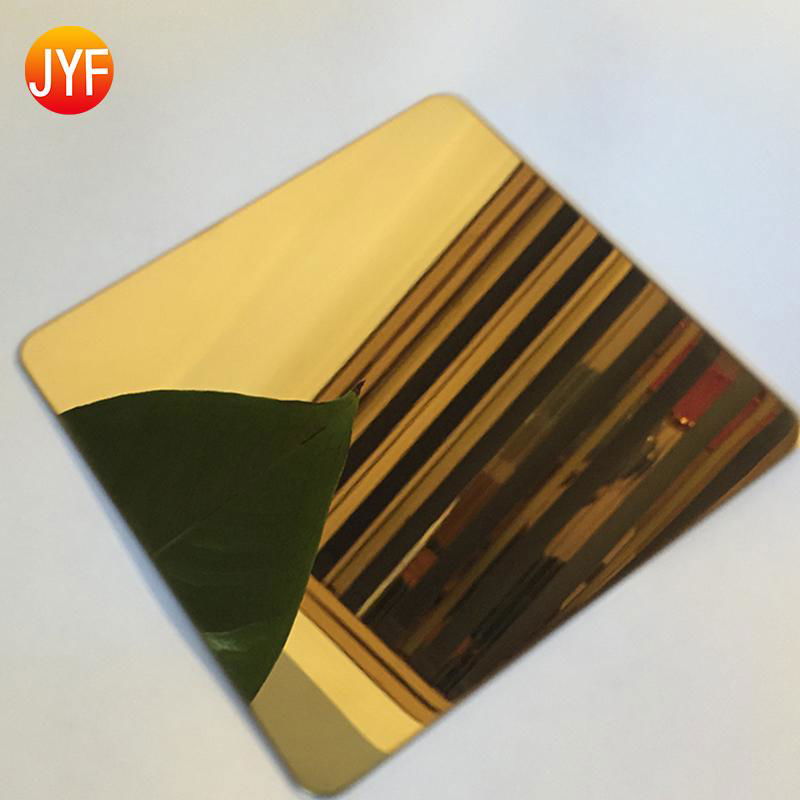 Titanium gold 8K Mirror hairline polished stainless steel sheet 5